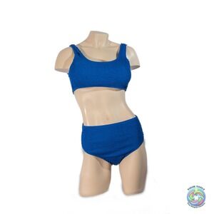 💙 Dark Blue Ribbed Bikini Sport Set, L - Beach Ready!